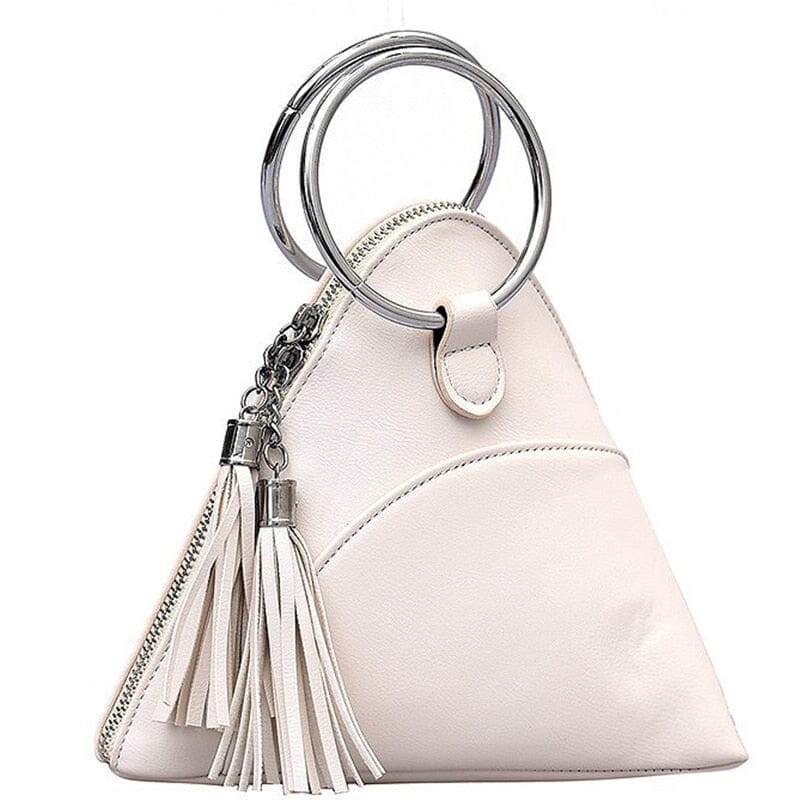 Leather Purse Triangle With Hand Hold The Store Bags White 