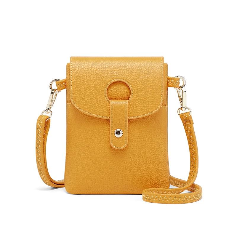 Pebble Leather Phone Crossbody Wallet ERIN The Store Bags Yellow 