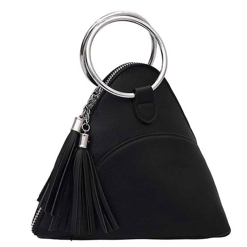 Leather Purse Triangle With Hand Hold The Store Bags Black 