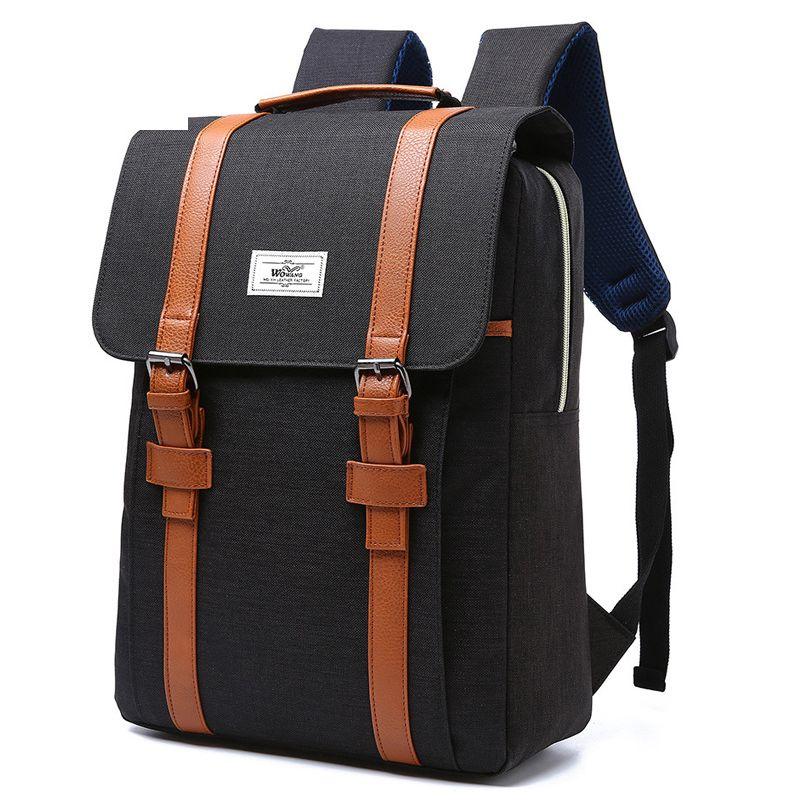 Men's leather canvas waterproof backpack The Store Bags Black 