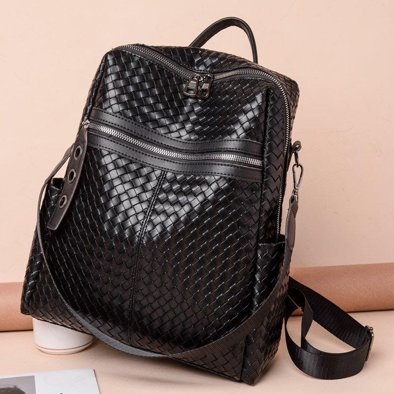 Women's convertible braided leather backpack The Store Bags 