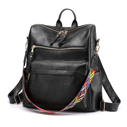 Leather Backpack Purse Zipper The Store Bags Black 