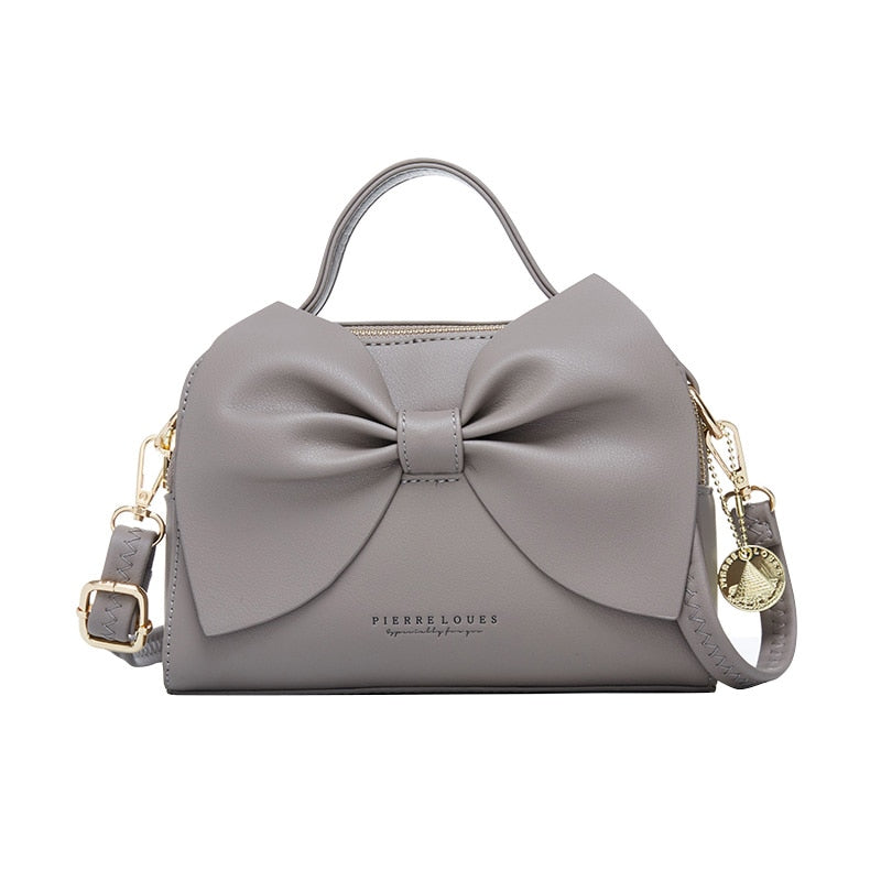 Leather Bag With Bow On Front The Store Bags Gray 