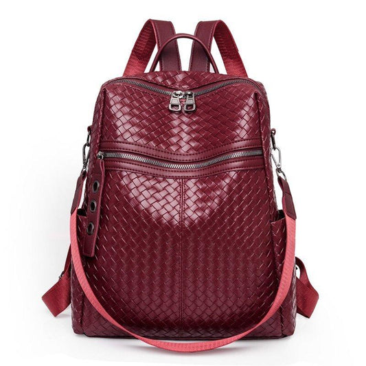 Braided Leather Backpack The Store Bags Wine red 