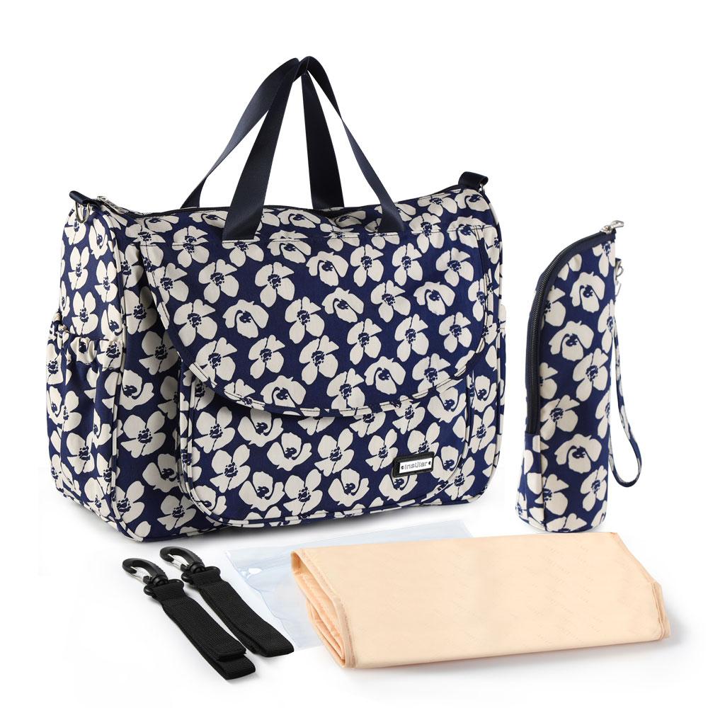 Floral Tote Diaper Bag The Store Bags Navy Blue 
