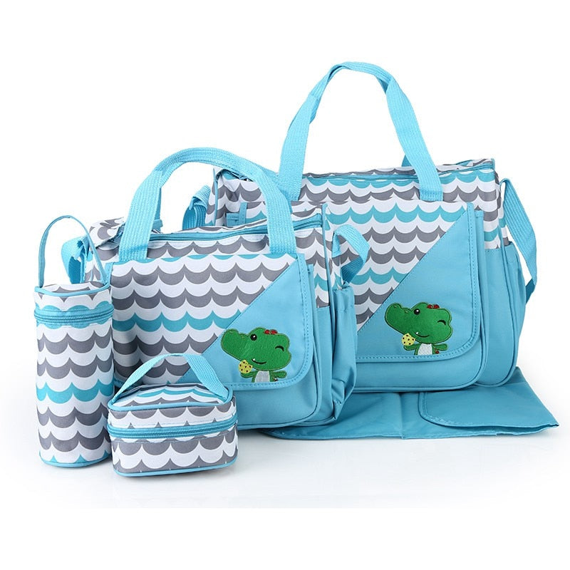 Five-piece waterproof baby bag set The Store Bags Blue 