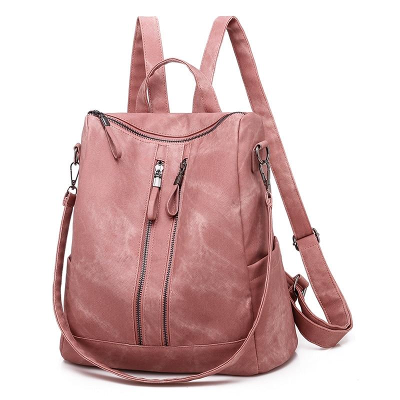 Leather Zip Top Backpack The Store Bags Pink 