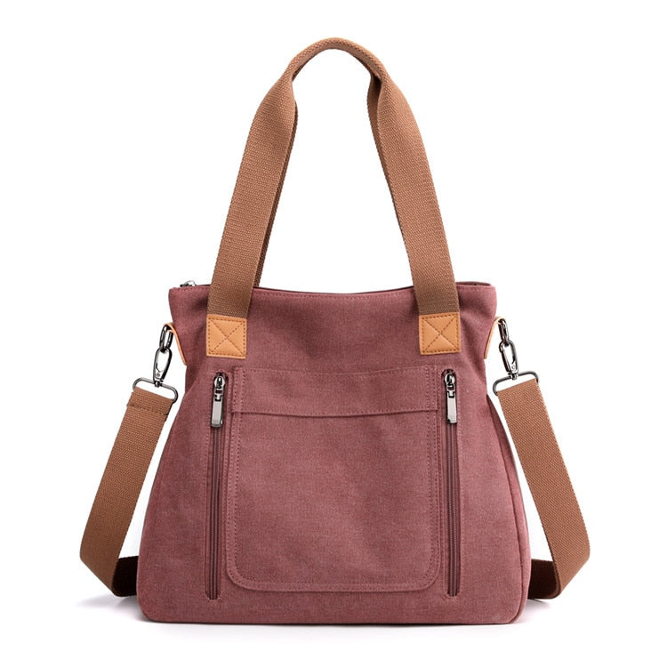 Canvas Tote Bag With Outside Pockets The Store Bags Burgundy 