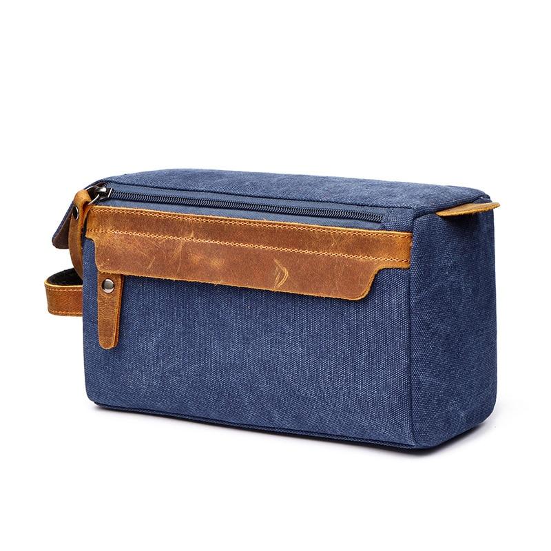 Canvas And Leather Toiletry Bag THIGOR The Store Bags Blue 
