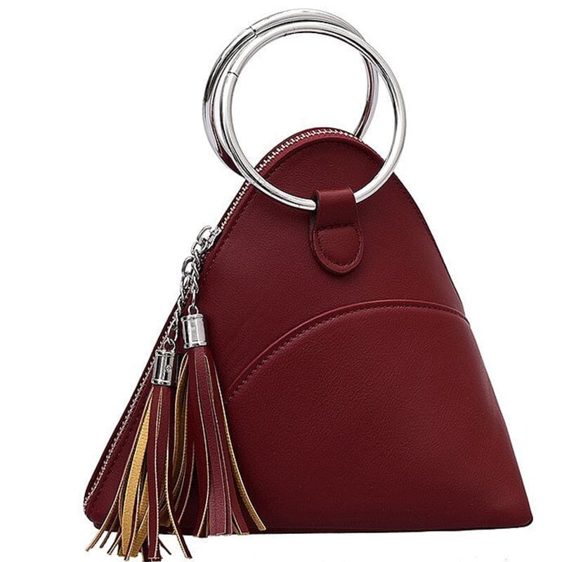 Leather Purse Triangle With Hand Hold The Store Bags Red 