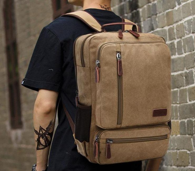 Vintage Leather Mens 14inch Laptop Backpack Travel Backpacks
