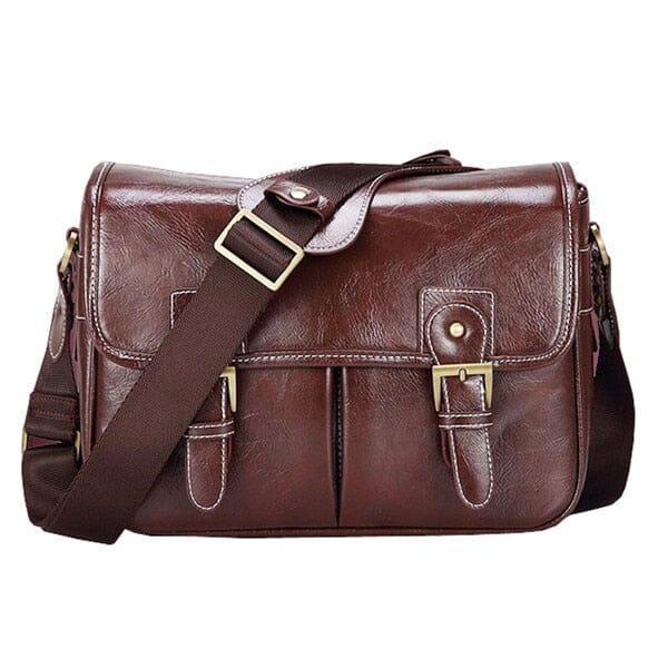 Unisex Leather Messenger Bag SHONA The Store Bags Dark Brown L 