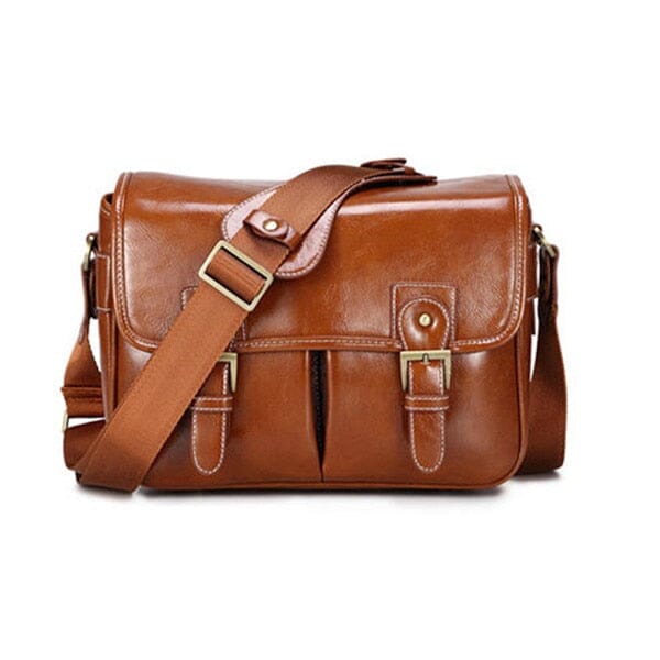 Unisex Leather Messenger Bag SHONA The Store Bags Light Brown L 