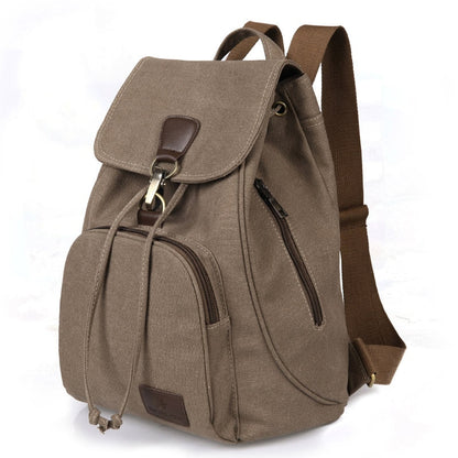 Canvas Drawstring Backpack With Flap ERIN The Store Bags Coffee 