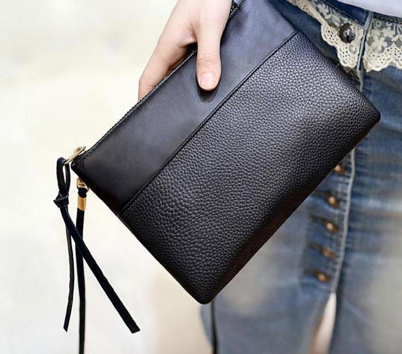 Women's Black PU Leather Wristlet Wallet The Store Bags 