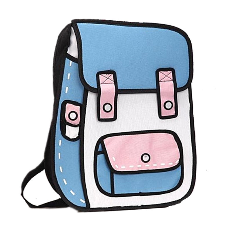 2d Cartoon Backpack The Store Bags Small Blue Pink 