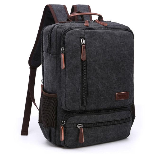 Men's Canvas 14 inch Laptop Backpack The Store Bags Black 