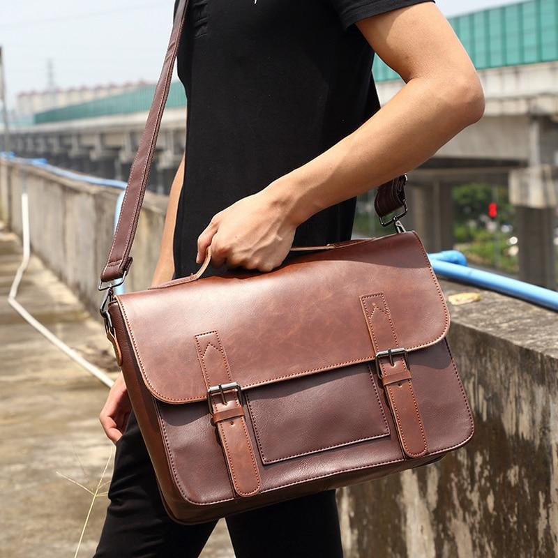 Men's large leather shoulder laptop bag The Store Bags 