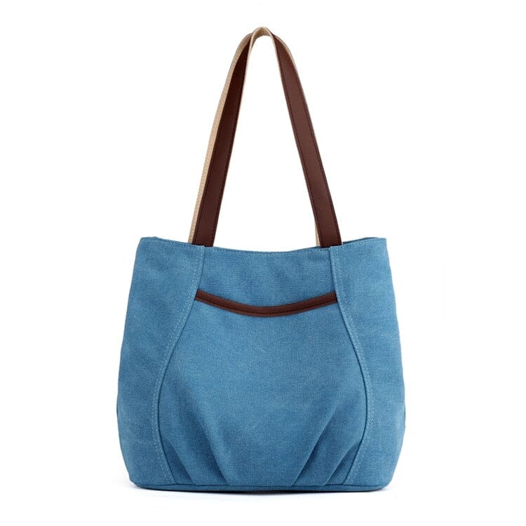 Canvas Tote Bag With Leather Straps The Store Bags Blue 