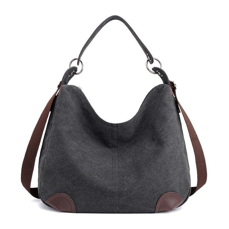 Canvas And Leather Crossbody Bag ERIN The Store Bags Black 