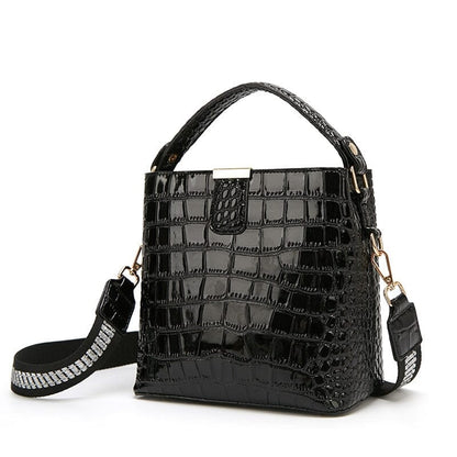 Croc Embossed Leather Bag The Store Bags Black 