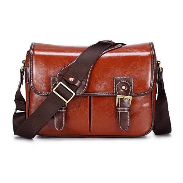 Unisex Leather Messenger Bag SHONA The Store Bags Reddish Brown L 