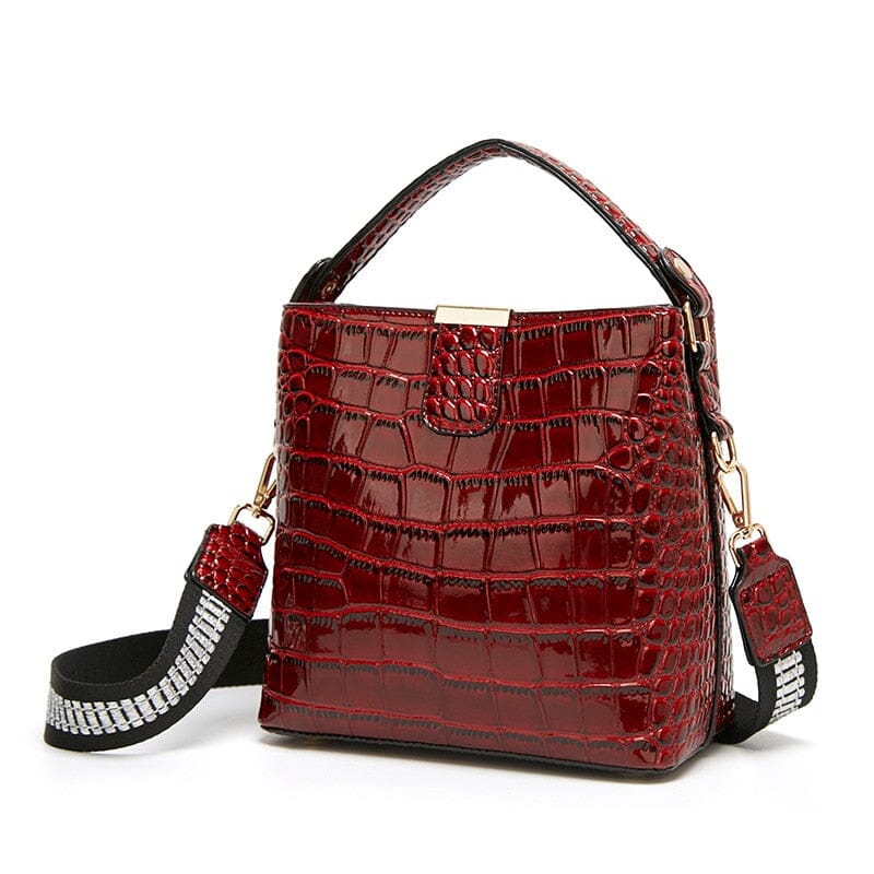Croc Embossed Leather Bag The Store Bags Burgundy 