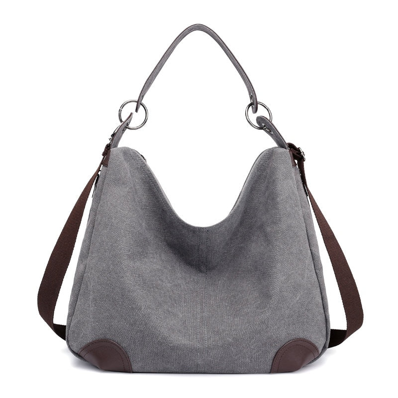 Canvas And Leather Crossbody Bag ERIN The Store Bags Gray 