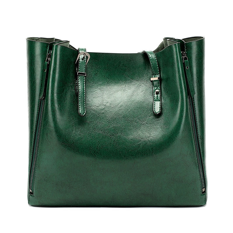 Rectangular Leather Tote Bag The Store Bags Green 