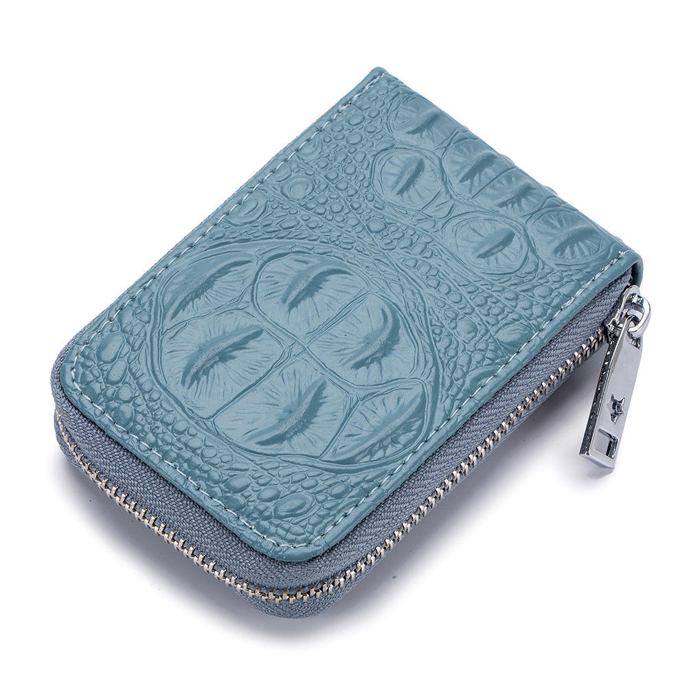 Leather Croc Embossed Wallet The Store Bags Sky Blue 