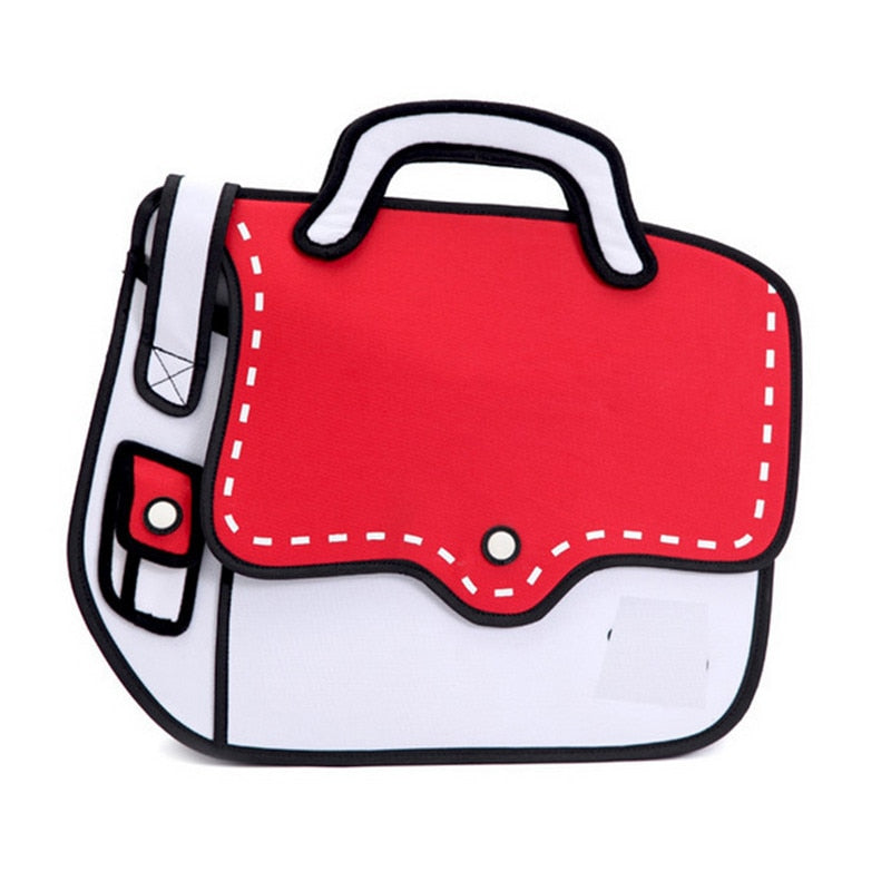 2D Cartoon Messenger Bag The Store Bags Red 