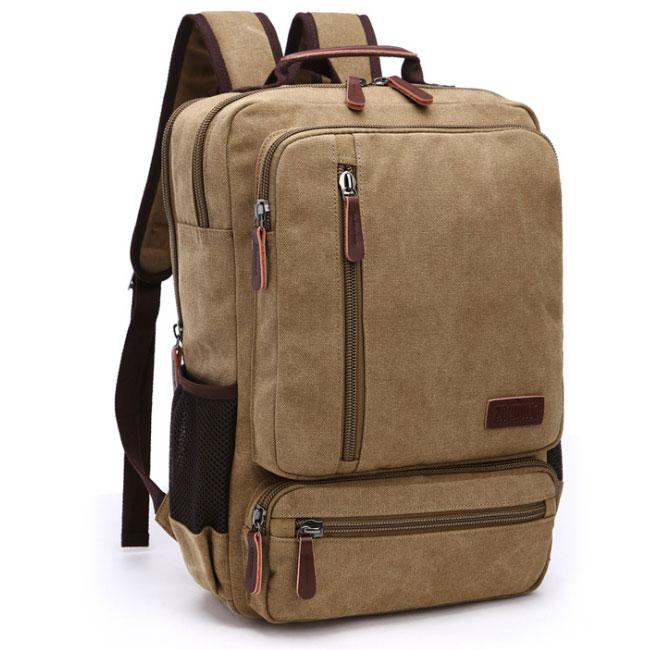 Men's Canvas 14 inch Laptop Backpack The Store Bags Khaki 