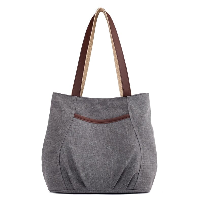 Canvas Tote Bag With Leather Straps The Store Bags Gray 