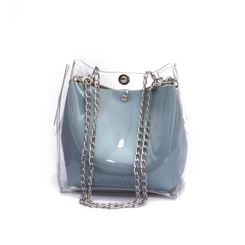Clear Chain Tote Bag With Inner Pouch The Store Bags blue 