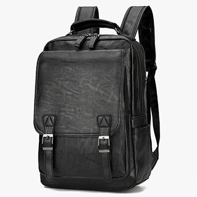Black Leather Canvas Backpack The Store Bags black 
