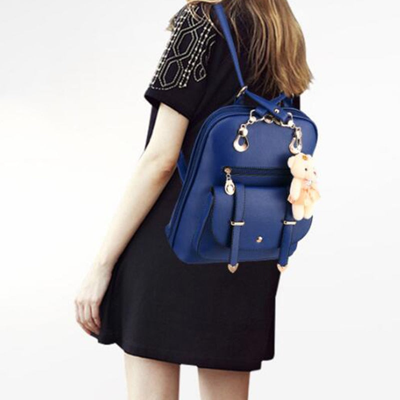 Smooth Leather Shoulder Bag - Dark Blue | Women | TL142037