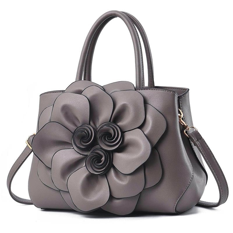 Leather Flower Purse The Store Bags Gray 