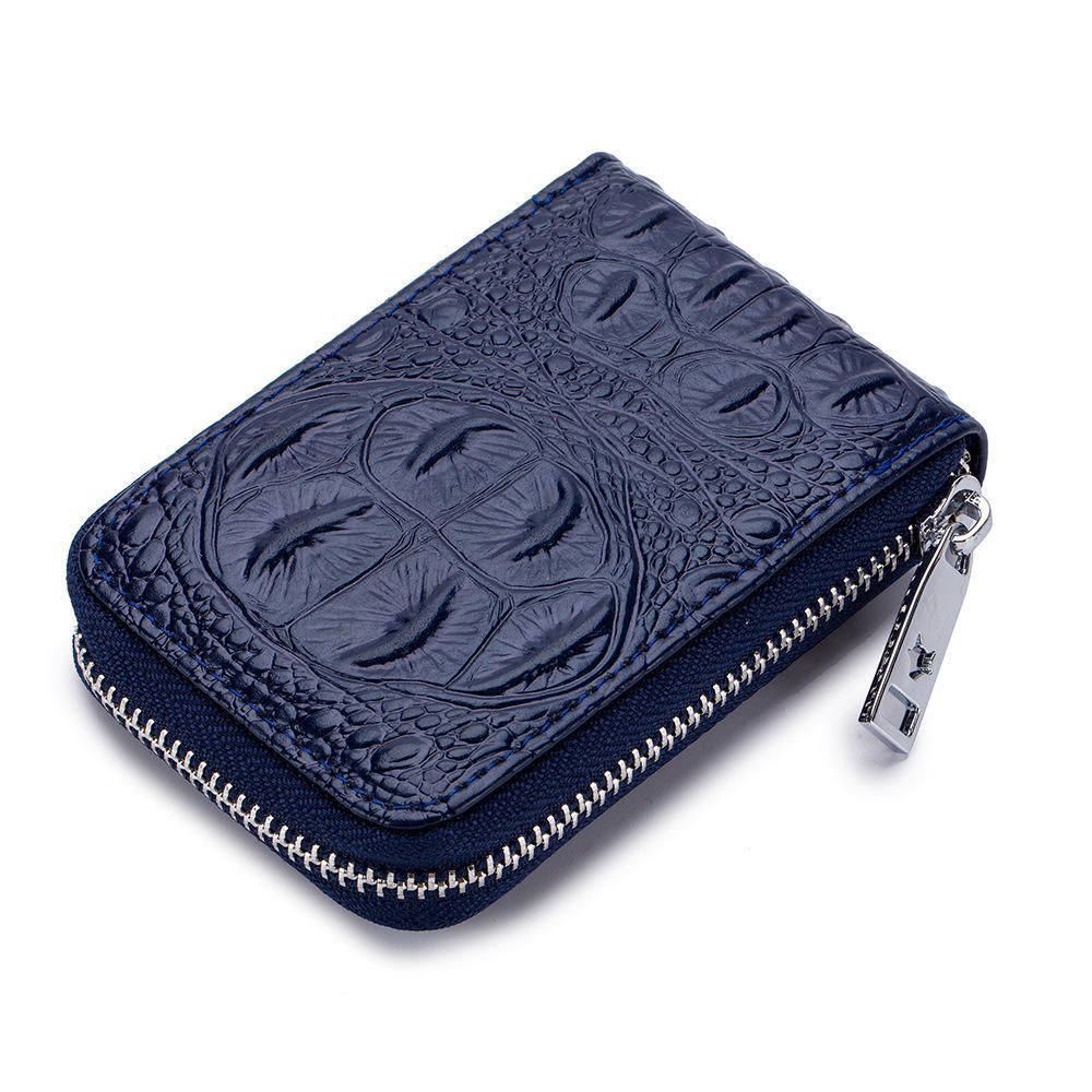 Leather Croc Embossed Wallet The Store Bags Deep Blue 