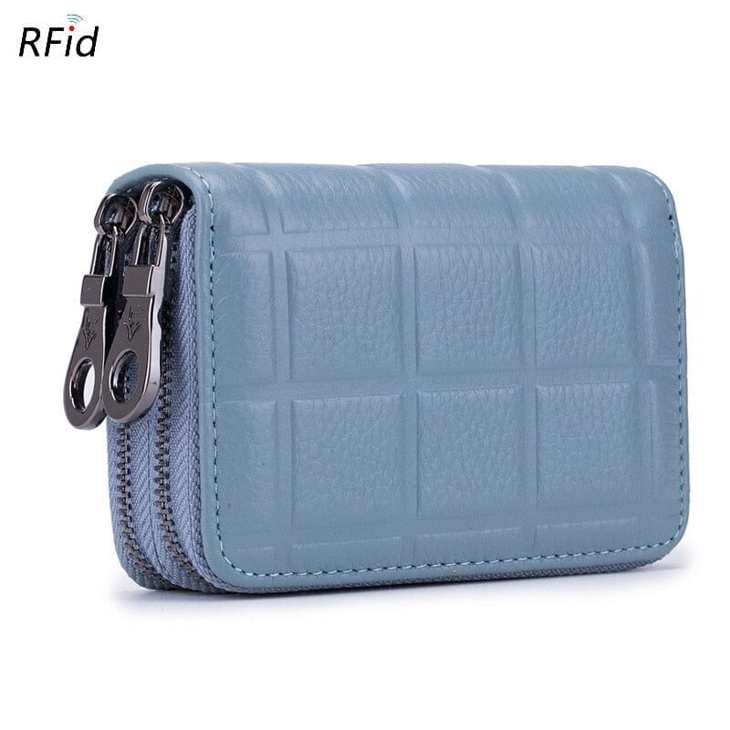 Double Zip Wallet In Pebble Leather The Store Bags Sky blue 