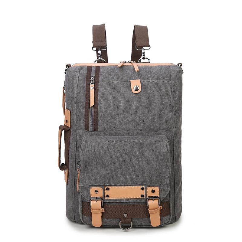 Men's Canvas Leather Convertible Backpack Messenger Bag The Store Bags Gray 