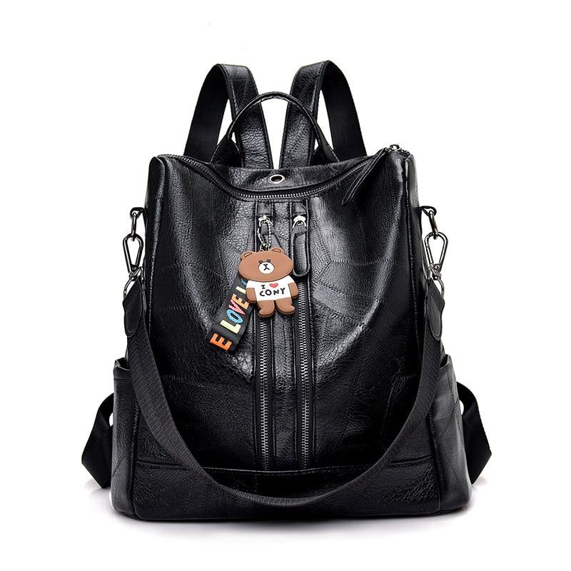 Zip Top Leather Backpack The Store Bags Black 