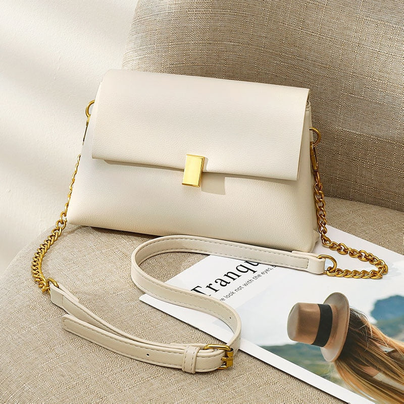 Leather Purse With Chain Strap The Store Bags White 