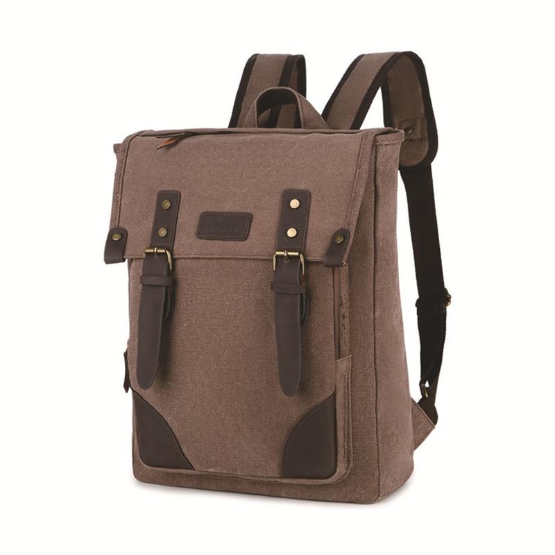 Canvas Leather Laptop Backpack BOUKA The Store Bags Coffee 