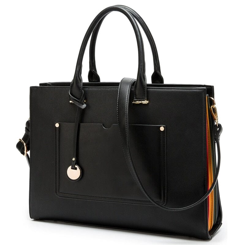 Black Leather Laptop Tote The Store Bags Black 