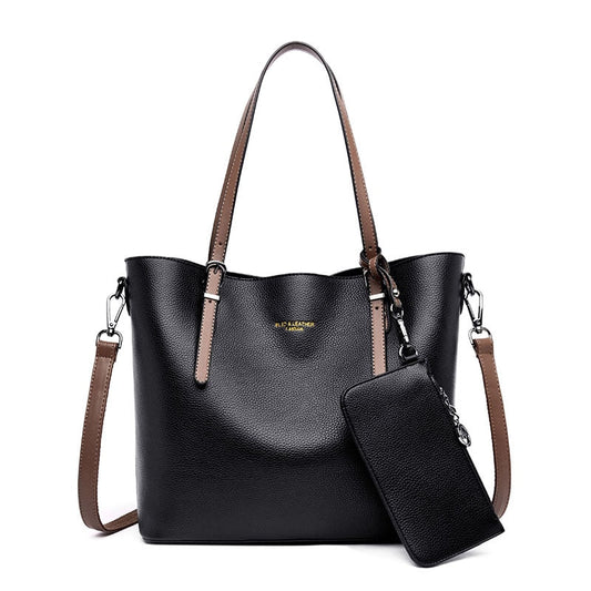 Black Leather Zip Tote Bag The Store Bags black 