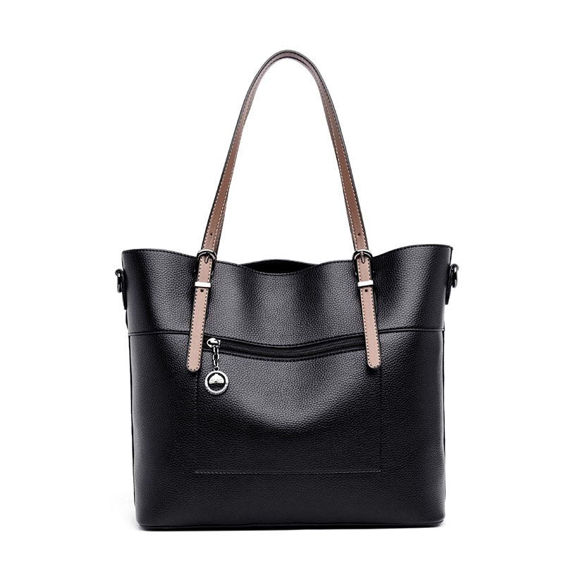 Black Leather Zip Tote Bag The Store Bags 