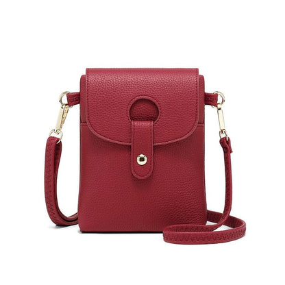Pebble Leather Phone Crossbody Wallet ERIN The Store Bags Wine Red 