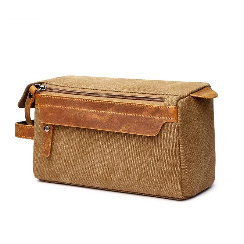 Canvas And Leather Toiletry Bag THIGOR The Store Bags Coffee 