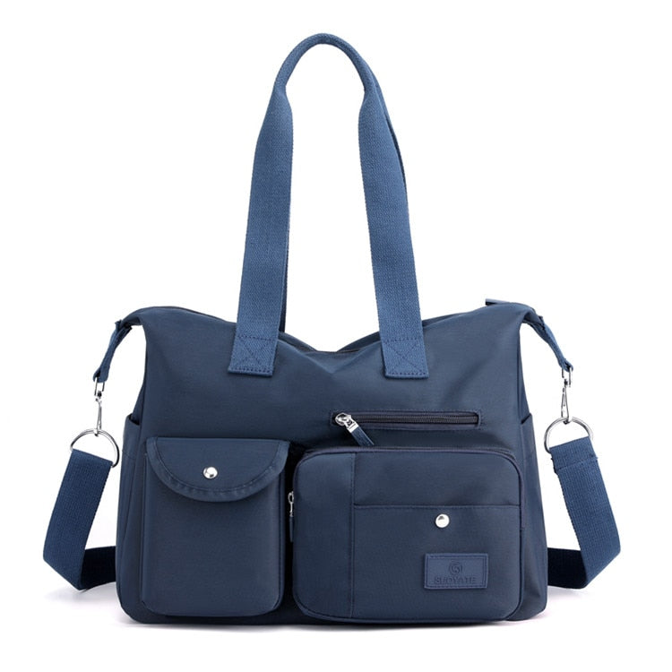 Large Nylon Tote Bag With Zipper The Store Bags Deep Blue 