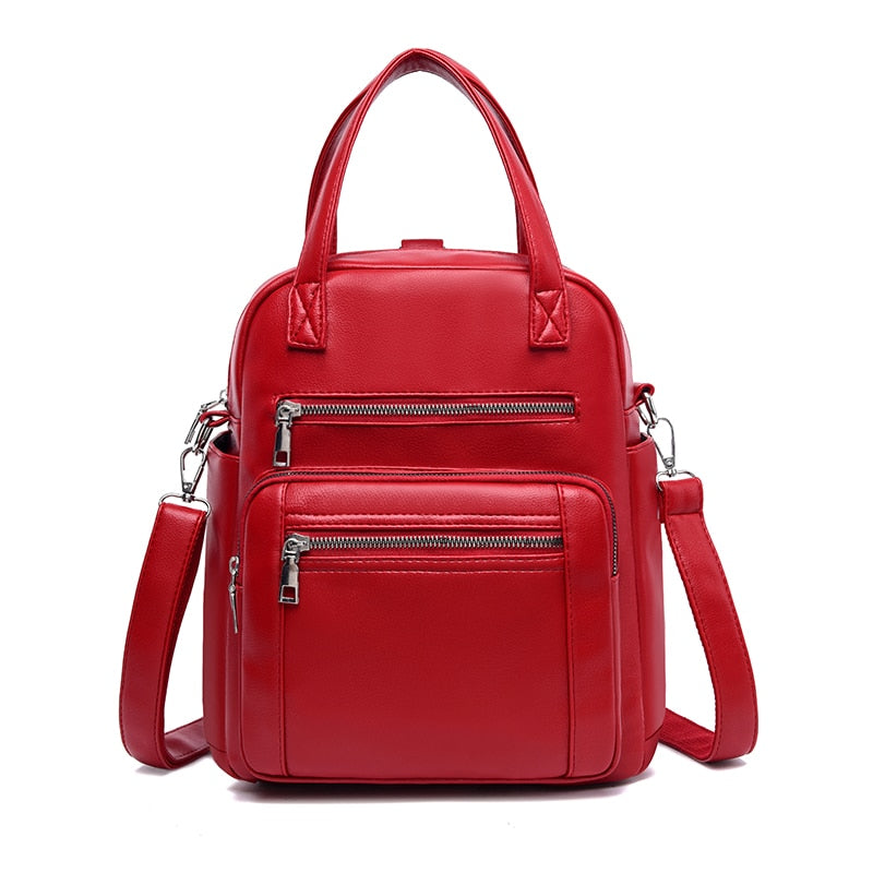 Convertible Handbag Backpack Leather The Store Bags Red 